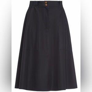 NWT Max Mara Cennare cotton twill midi skirt, size IT44 (US8), dark navy blue